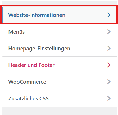 wordpress cutomizer website informationen